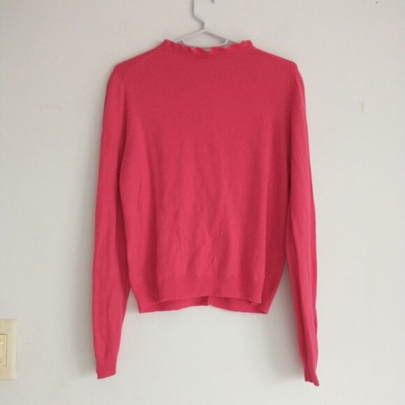 J Crew Cardigan Sweater Womens L/XS/S*Red Wool Cashmere Blend Ruffled Collar - Picture 4 of 9